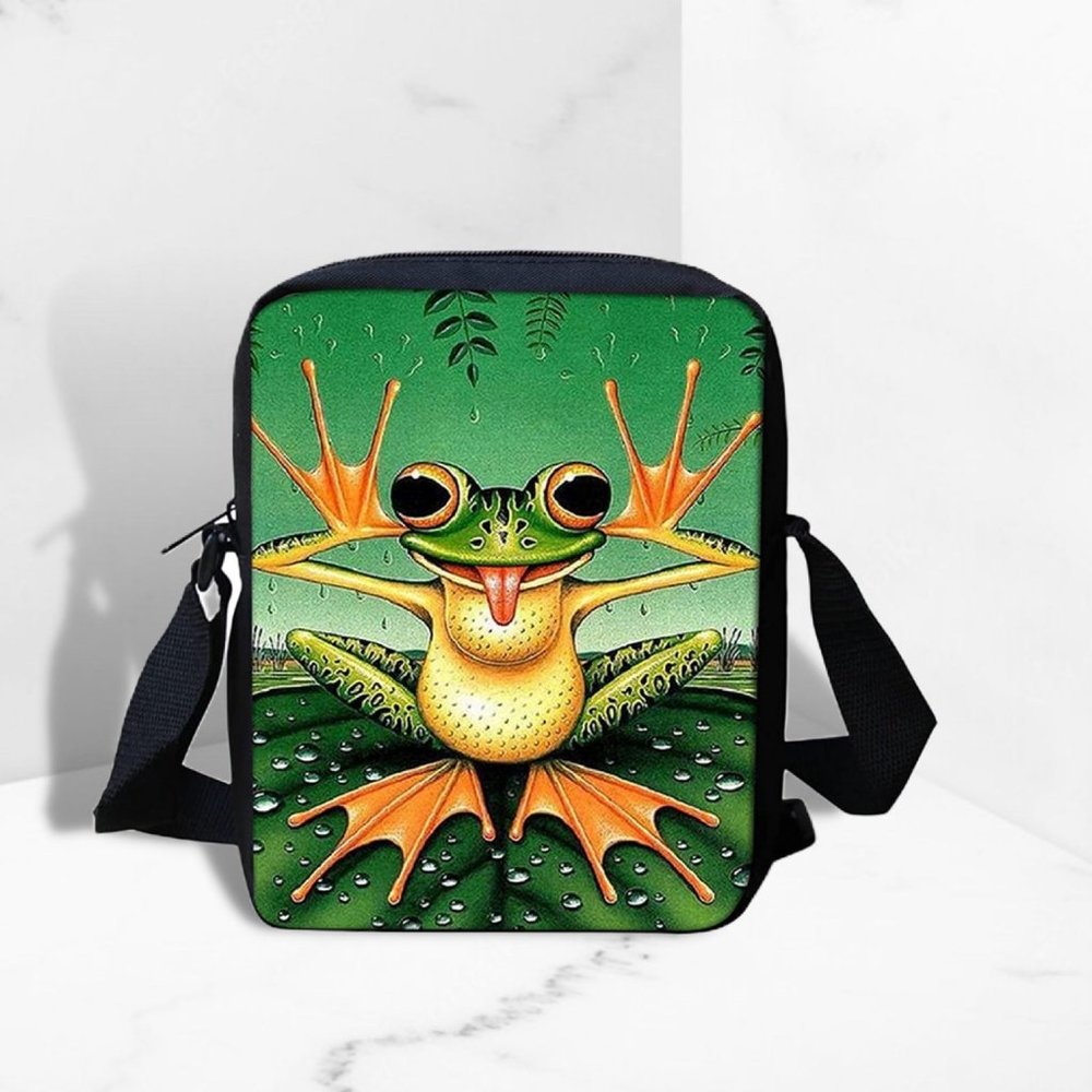 NOVELTY GREEN FROG FUNNY HANDBAG FROG LOVERS CROSSBODY BAG